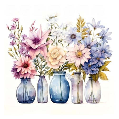 Malen Nach Zahlen Blumen, Paint by Numbers, Malen Nach Zahlen Erwachsene Blumen, Paint by Numbers Adult, Malen Nach Zahlen Set für Geschenk und Home Decor 30x30cm Rahmenlos von Daisen Art