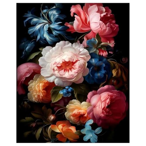 Malen Nach Zahlen Erwachsene Blumen, Blumen DIY Paint by Numbers Adult, Malen Nach Zahlen für Geschenk und Home Decor 40x50cm Rahmenlos von Daisen Art