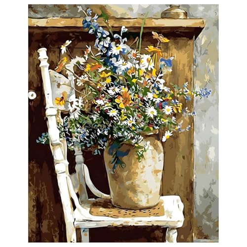 Malen Nach Zahlen Erwachsene Blumen, Blumen Paint by Numbers für Anfänger, Blumen Malen Nach Zahlen Set für Home Décor 40x50cm Ohne Rahmen von Daisen Art