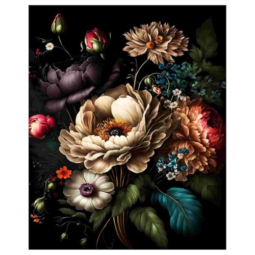 Malen Nach Zahlen Erwachsene Blumen, DIY Blumen Paint by Numbers Adult, Malen Nach Zahlen für Geschenk und Home Decor 40x50cm Rahmenlos von Daisen Art