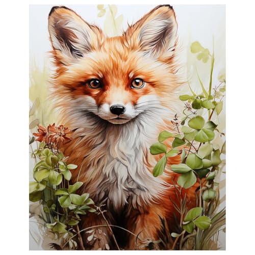 Malen Nach Zahlen Erwachsene Fuchs, Fuchs Paint by Numbers, Tiere Malen Nach Zahlen für Home Décor, Ohne Rahmen 40x50cm von Daisen Art