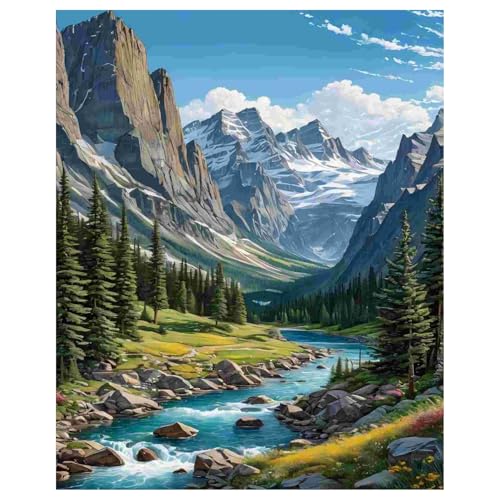 Malen Nach Zahlen Erwachsene Landschaft, Paint by Numbers Adult, Berge und Wasser Malen Nach Zahlen für Geschenk und Home Decor 40x50cm Rahmenlos von Daisen Art