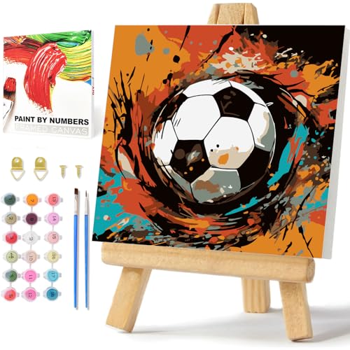 Malen Nach Zahlen ab 7 Jahren Junge Rahmen und Box Football Paint by Numbers Fußball Malen Nach Zahlen Erwachsene für Kinder Jahre Als Geschenk Dekoration für zu Hause 20x20cm von Daisen Art