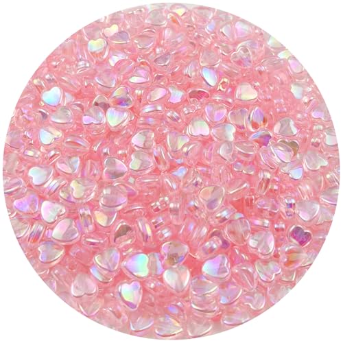 Daiyifiy Herzförmige Acryl-Perlen in Herzform, Herzform, Herzperlen für Schmuckherstellung, DIY, Armband, Ohrringe, Halskette, Schlüsselanhänger, 500 Stück (81-Rosa AB) von Daiyifiy