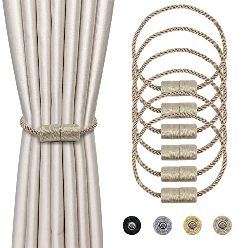 Dalababa 6 Stück Magnetische Vorhang Raffhalter, Gardinenhalter Raffhalter für Vorhänge, Vorhangschnalle Vorhang Halter Zubehör für Haus Dekoration, Beige von Dalababa