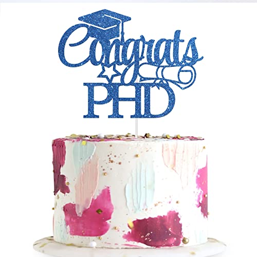 Congrats PHD Kuchendekoration, Happy Graduation Party Kuchendekoration, Klasse von 2022 Graduate Cake Dekoration (blauer Glitzer) von Dalaber