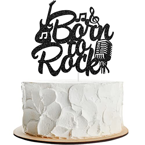 Dalaber Born To Rock Cake Topper, Musikthema Geburtstag Party Supplies, Rock and Roll Thema Cake Topper für Babyparty, Lustige Musikschild Kuchendekorationen von Dalaber