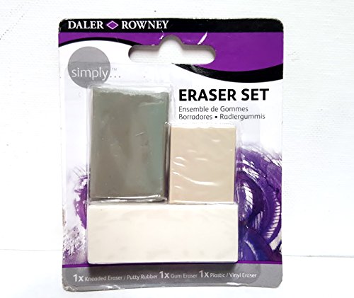 Daler-Rowney Simply Radiergummi-Set für Zeichnungen und Künstler – inklusive Knet-, Gummi- und Kunststoff-/Vinyl-Radiergummis von Daler Rowney