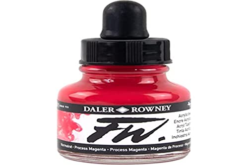 Daler Rowney Acryl Farbe FW Acrylfarbe, 29,5-ml-Flaschen, verschiedene Farben Process Magenta von Daler Rowney