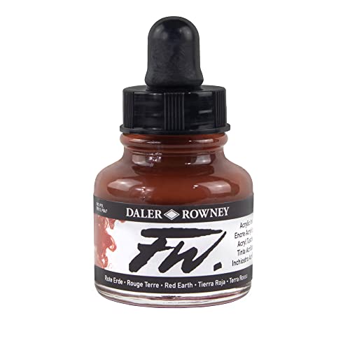 Daler Rowney Acryl Farbe FW Acrylfarbe, 29,5-ml-Flaschen, verschiedene Farben Red Earth von Daler Rowney