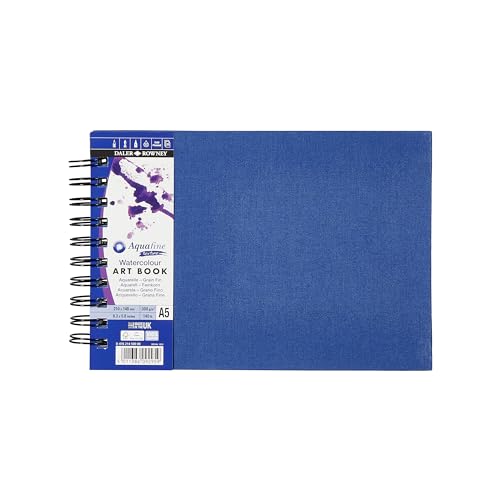 Daler-Rowney Aquafine Strukturiertes kaltgepresstes Aquarell- und Gouache-Kunstbuch, 300 g/m², A5, Naturweiß, 20 Blatt, ideal für professionelle und Anfänger, Künstler und Studenten, säurefrei von Daler Rowney