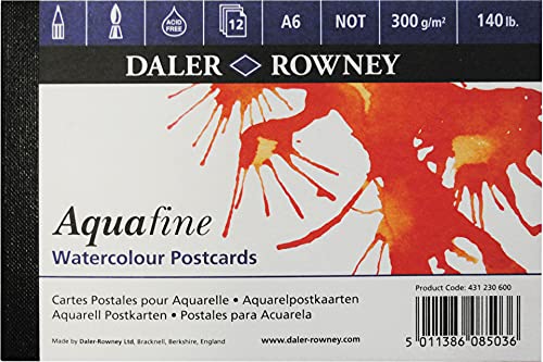 Daler Rowney Aquafine strukturierter Wasserfarben-Block in Postkartengröße, 300 g, 12SH in CTU, blau, A6 von Daler Rowney