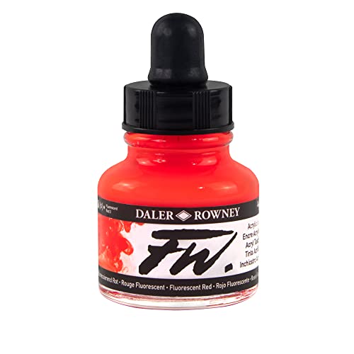 Daler-Rowney FW Artists Ink - Acryl Kuenstlertinte - Fluoreszierend - 29 ml - Rot von Daler Rowney