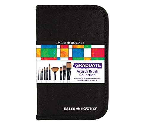 Daler Rowney Graduate Pinselset mit Etui mit Reißverschluss - 10 Stück Pinsel mit kurzem Griff von Daler Rowney