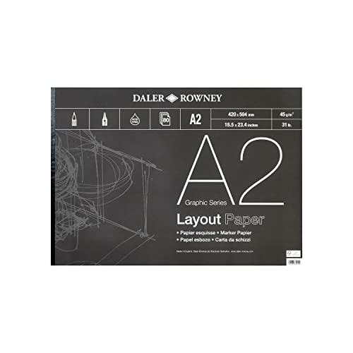 Daler-Rowney Graphic Series Planungspapier, 450 g/m², A2, glatte Oberfläche, einseitig geklebt, säurefrei, 80 weiße Blätter, ideal für professionelle Künstler und Studenten von Daler Rowney