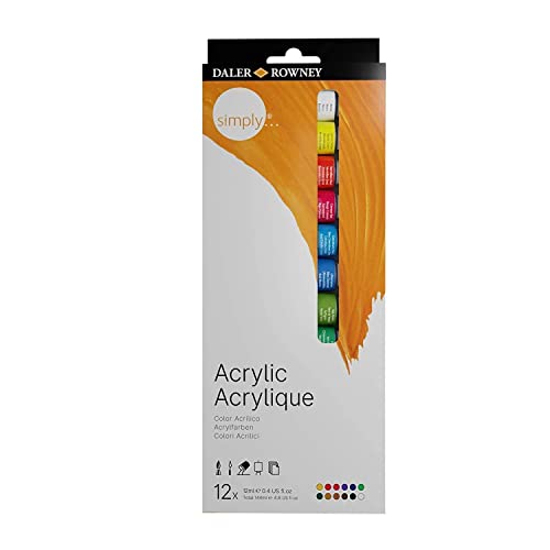 Daler Rowney Simply Acrylfarben Set, Multi, 12 x 12ml, 144 von Daler Rowney