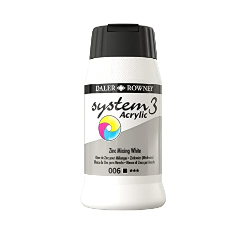 Daler Rowney System 3 Acrylfarbe 75ml, 150ml und 500ml farbig sortiert, 500ml, Blanc Zink, 1 von Daler Rowney