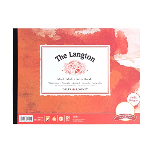 Daler-Rowney The Langton Heißgepresstes Aquarellpapier, 300 g/m², 30,5 x 22,9 cm, einseitig geklebt, säurefrei, 12 naturweiße Blätter, ideal für professionelle Künstler von Daler Rowney