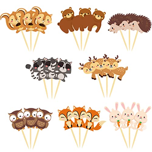 Dalettu 24 Stück Wald Tier Cupcake Toppers, Tier Muffinförmchen, Dschungel Tiere Kuchen Muffins Dekoration Kinder, Zoo Tier Cake Topper für Kinder Geburtstag Dschungel Party Deko, Babyparty von Dalettu