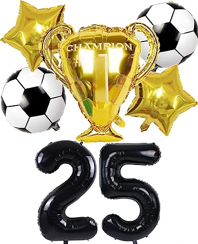 Dalettu Fußball 25. Geburtstag Deko Jahre Mann, Luftballons Fußball Geburtstagsdeko 25 Jahre Männer, Schwarz Riesen Folienballon Zahlen 25, Fußball Thema 25 Jahr Jahre Mann Party Deko Luftballons von Dalettu