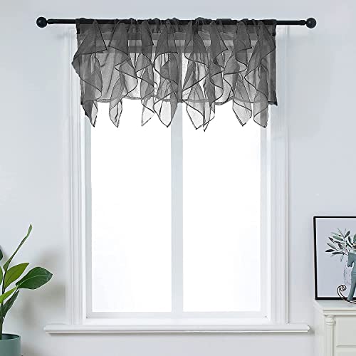 Daliena Scheibengardinen Voile Gardine Fenstergardine Kurzgardine Hochwertige Dekoration Französischen Stil Romantische Fenstergardine Eleganz Pracht schwarz BxH 127x40cm von Daliena