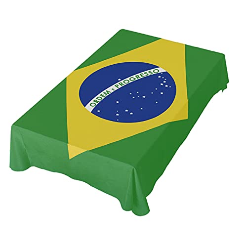 Dallonan Tischdekoration für Party, Brasilien-Flagge, quadratische Tischdecke, Polyester-Tischdecke, quadratisch, 137 cm, für Abendessen, Tischdekoration von Dallonan