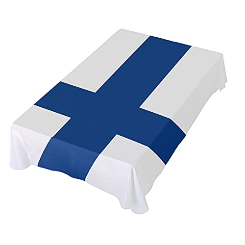 Dallonan Tischdekoration für Party, Finnland-Flagge, quadratische Tischdecke, Polyester, 137 cm, für Abendessen, Tischdekoration von Dallonan