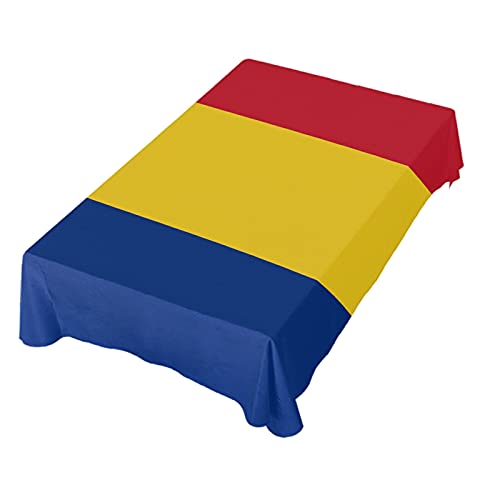 Dallonan Tischdekoration für Party, Rumänien-Flagge, quadratische Tischdecke, Polyester-Tischdecke, quadratischer Tisch, 137 cm, für Abendessen, Tischdekoration von Dallonan