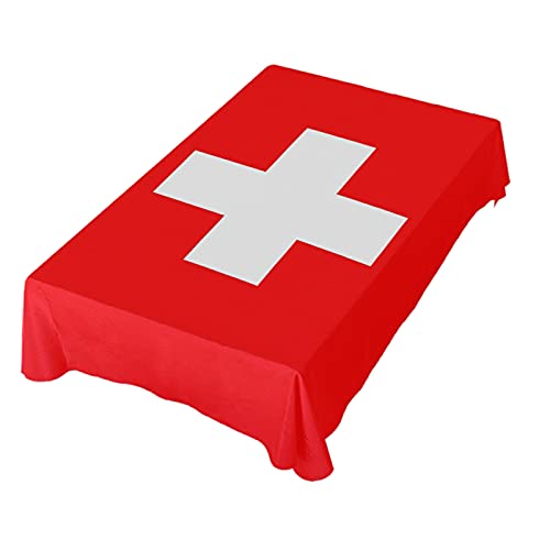 Dallonan Tischdekoration für Party, Schweiz-Flagge, rechteckige Tischdecke, Polyester-Tischdecke, quadratisch, 152,4 cm, für Abendessen von Dallonan