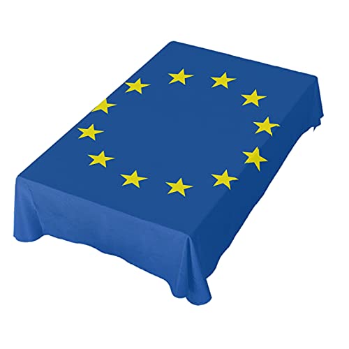 Dallonan Tischdekoration für Party, europäische Flagge, rechteckige Tischdecke, Polyester-Tischdecke, quadratischer Tisch, 152,4 cm, für Abendessentischdekoration von Dallonan