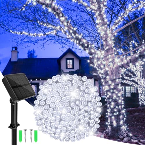 Dalugo Lichterkette Außen Solar, 12M 120 LED Kaltweiß Solarlichterkette Außen Wetterfest 8 Modi Outdoor Lichterkette Solar für Garten, Hof, Terrasse, Hochzeit Dekorationen von Dalugo