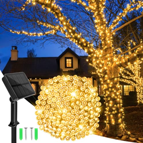 Dalugo Lichterkette Außen Solar, 12M 120 LED Warmweiß Solarlichterkette Außen Wetterfest 8 Modi Outdoor Lichterkette Solar für Garten, Hof, Terrasse, Hochzeit Dekorationen von Dalugo