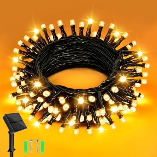 Dalugo Solar Lichterkette Aussen, 5M 50 LED Warmweiß Solarlichterkette Außen Wetterfest 8 Modi Outdoor Lichterkette Solar für Garten, Hof, Terrasse, Hochzeit Dekorationen von Dalugo