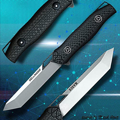 Dellinger Tanto S35VN POWDER STEEL & taktisches Messer & Full-Tang-Konstruktion & Klinge 105 mm von Damascus Hunter