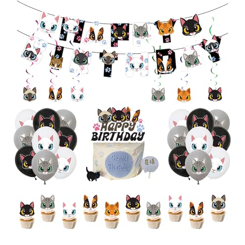 Cat Geburtstag Deko Pet Cat Kindergeburtstag Deko Cat Deko Geburtstag Cat Luftballons Deko Katze Geburtstag Luftballons Haustier Katze Kuchen Deko Cat Girlande Geburtstag Katze Spiralornamente von Damoff