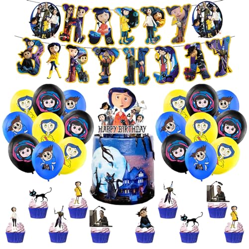 Coraline Kindergeburtstag Deko Coraline Geburtstag Deko Coraline Geburtstagsdeko Coraline Luftballons Deko Coraline Luftballons Geburtstag Coraline Torten Topper Coraline Girlande Geburtstag von Damoff