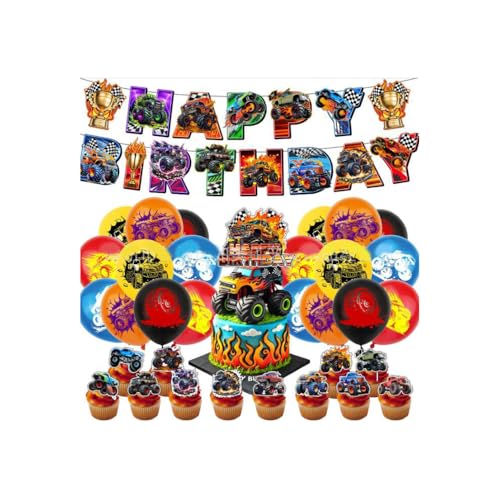 Monstertruck Geburtstag Party Deko Monster Truck Kindergeburtstag Deko Monster Jam Geburtstag Luftballons Monster Truck Luftballons Deko Monstertruck Kuchen Topper Monster Jam Girlande Geburtstag von Damoff