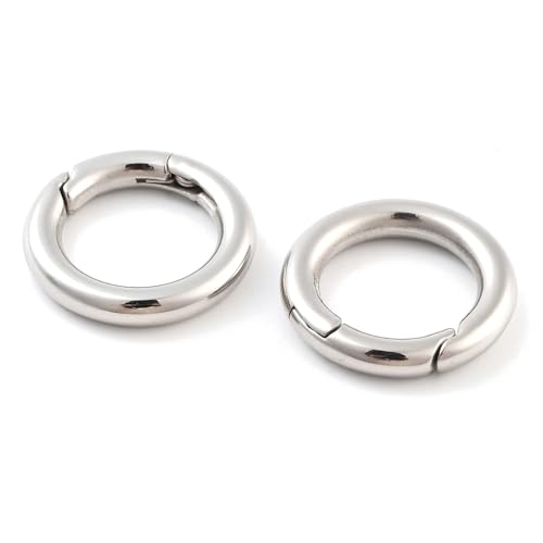 DanLingJewelry 10 Stück 20 mm Edelstahl-Federtorringe aus Metall, O-Ringe, Kreisverschlüsse, Verbindungsstücke für Schmuckherstellung, Geldbörse, Schlüsselanhänger von DanLingJewelry