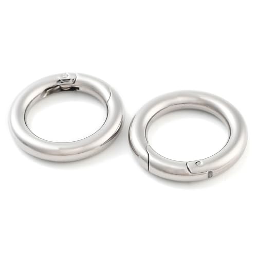 DanLingJewelry 10 Stück 24 mm Edelstahl Federtorringe Metall O-Ringe Kreis-Verschlüsse Verbindungsstücke für Schmuckherstellung Geldbörse Schlüsselanhänger von DanLingJewelry