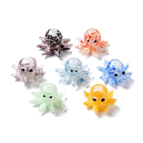 DanLingJewelry 10 Stück zufällige Farbe Tiere Lampwork Glasperlen 3D Ozean Octopus Glas Spacer lose Perlen für DIY Schmuckherstellung von DanLingJewelry