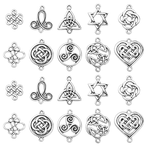 DanLingJewelry 100 Stück 10 Stile keltischer Knoten Verbinder Charms Antik Silber Irish Trinity Knoten Charms für Schmuckherstellung von DanLingJewelry