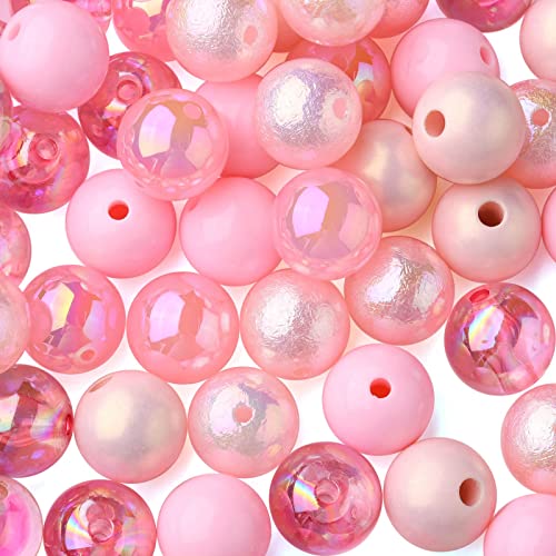 DanLingJewelry 100 Stück 15 mm glatte rosa Acryl runde Perlen Kugel Kaugummi-Perlen Kunststoff Acryl Perlen für Halskette Armband Handwerk machen von DanLingJewelry