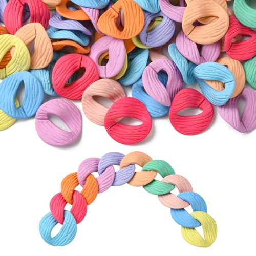 DanLingJewelry 100 Stück Acryl-Verbindungsringe, bunte offene Verbindungsringe, ovale Schnellverbindungen, Twist-Acryl-Panzerketten für DIY Schlüsselband, Schmuck, Halskettenherstellung von DanLingJewelry