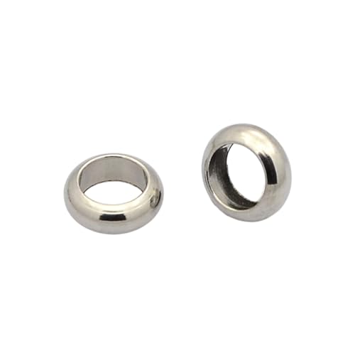 DanLingJewelry 100 Stück flache runde lose Edelstahlperlen, 6 mm, Rondelle-Abstandshalter, großes Loch, Metallperlen für Schmuckherstellung von DanLingJewelry