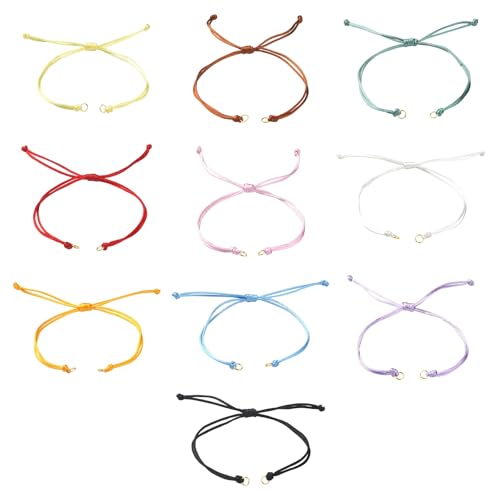 DanLingJewelry 40 Stück 10 Farben Nylon geflochtene verstellbare Gliederarmbänder halb fertig geflochtene Nylonfaden Armbänder für DIY Armbänder Herstellung von DanLingJewelry