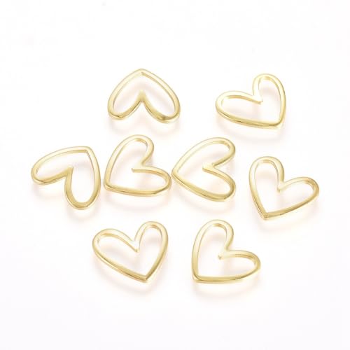 DanLingJewelry 50 Stück goldene Farbe hohle Herzverbindungsringe Messing Liebe Herz Rahmen Verbindungsglieder Charms für DIY Handwerk Schmuckherstellung von DanLingJewelry