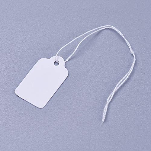 DanLingJewelry 500 Stück weiße Preisschilder, rechteckige Papieranhänger, Beschriftungsschilder, Etiketten mit Schnur zum Aufhängen, für Schmuck, Kleidung, Präsentationspreis (23 x 13 mm) von DanLingJewelry