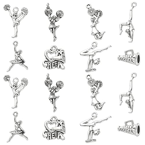 DanLingJewelry 80 Stück 8 Stile Cheerleader Charms Gymnastik Sport Mädchen Charms für Basteln Schmuck Erkenntnisse von DanLingJewelry