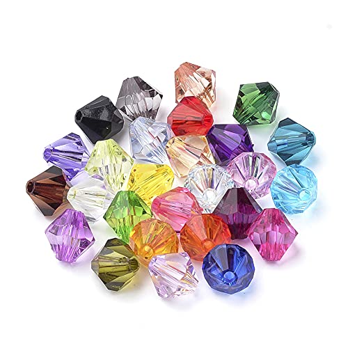 DanLingJewelry Bunte, transparente Acryl-Doppelkegel-Perlen, 6 mm, facettierte Doppelkegel-Abstandshalter für Schmuckherstellung, ca. 6000 Stück von DanLingJewelry