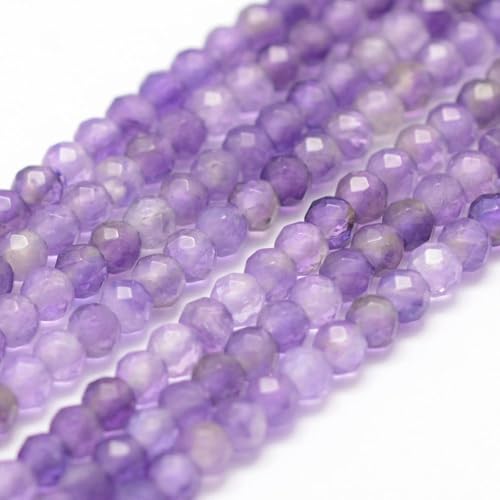 DanLingJewelry Facettierte Natursteinperlen, 3 mm, rund, Amethyst, lose Abstandshalter, Perlen für Armbänder, Halsketten, Schmuckherstellung, 250 Stück von DanLingJewelry